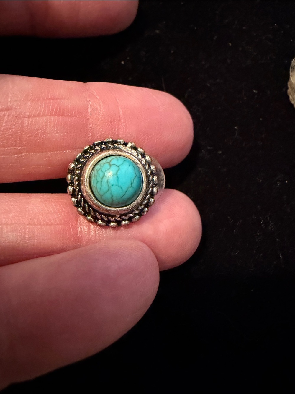 Turquoise Stone Silver Ring - Blue Accent Women's Jewelry - Picture 1 of 4